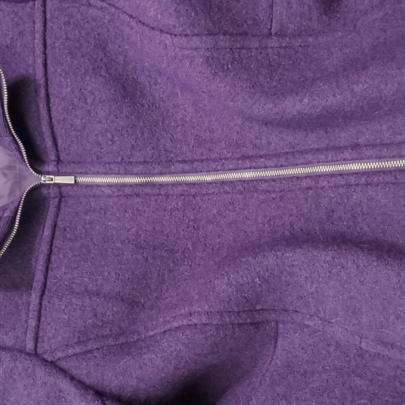 Lands'end Wool Blend Zip Up Coat Size 12 Purple Women's  Lined With Collar - Picture 7 of 8